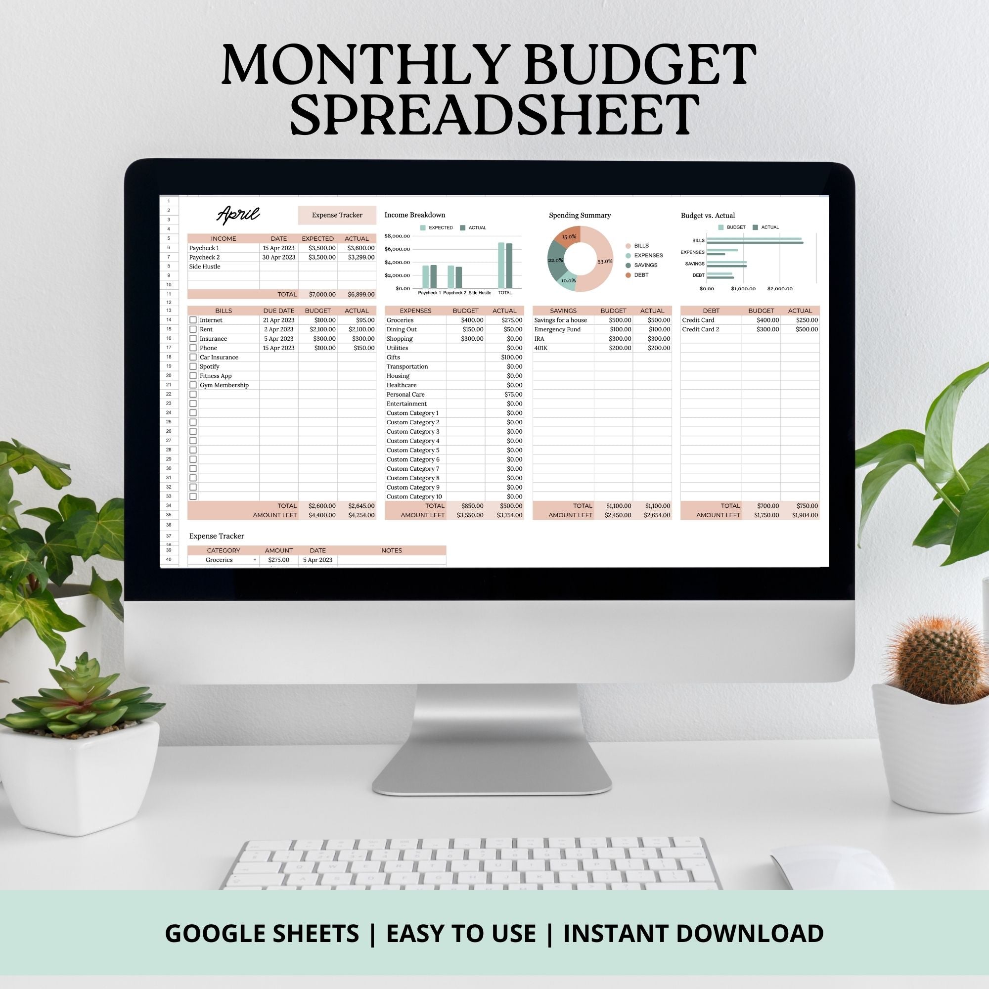 Achieve financial success with our meticulously designed Annual Budget Spreadsheet Template for Google Sheets. This comprehensive budgeting tool empowers you to take control of your finances, month by month, with ease and precision. 