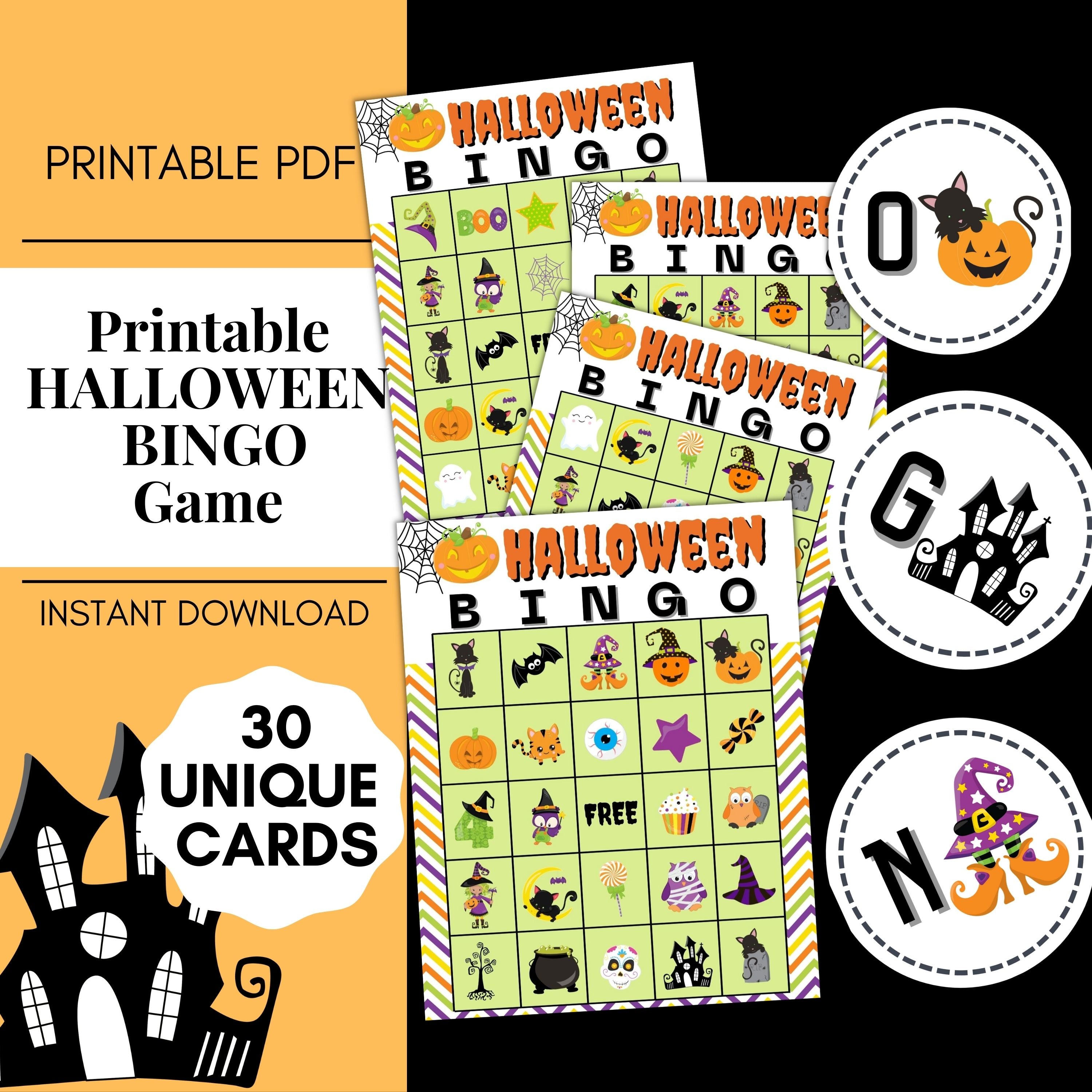 Looking for a spook-tacularly fun Halloween activity for kids? Our printable Halloween Bingo Game is just what you need! Get ready for endless entertainment with our Halloween Bingo Game package, featuring 30 unique Bingo cards filled with adorable and spooky Halloween-themed illustrations. 