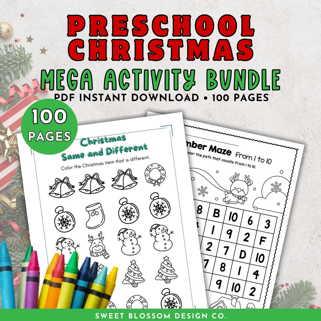 Unwrap the magic of learning with our Christmas Preschool Activity Bundle, a 100-page PDF filled to the brim with joyful and educational activities designed specifically for preschoolers.