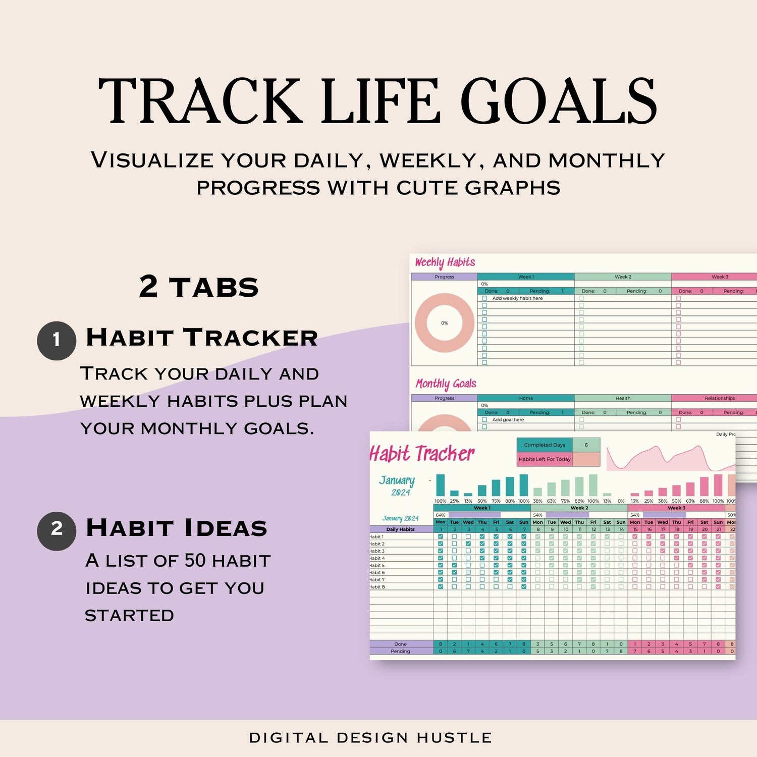 Transform your habits with our powerful Habit Tracker for Google Sheets! This customizable spreadsheet is designed to help you track up to 15 daily habits and 10 weekly habits effortlessly. Whether you&
