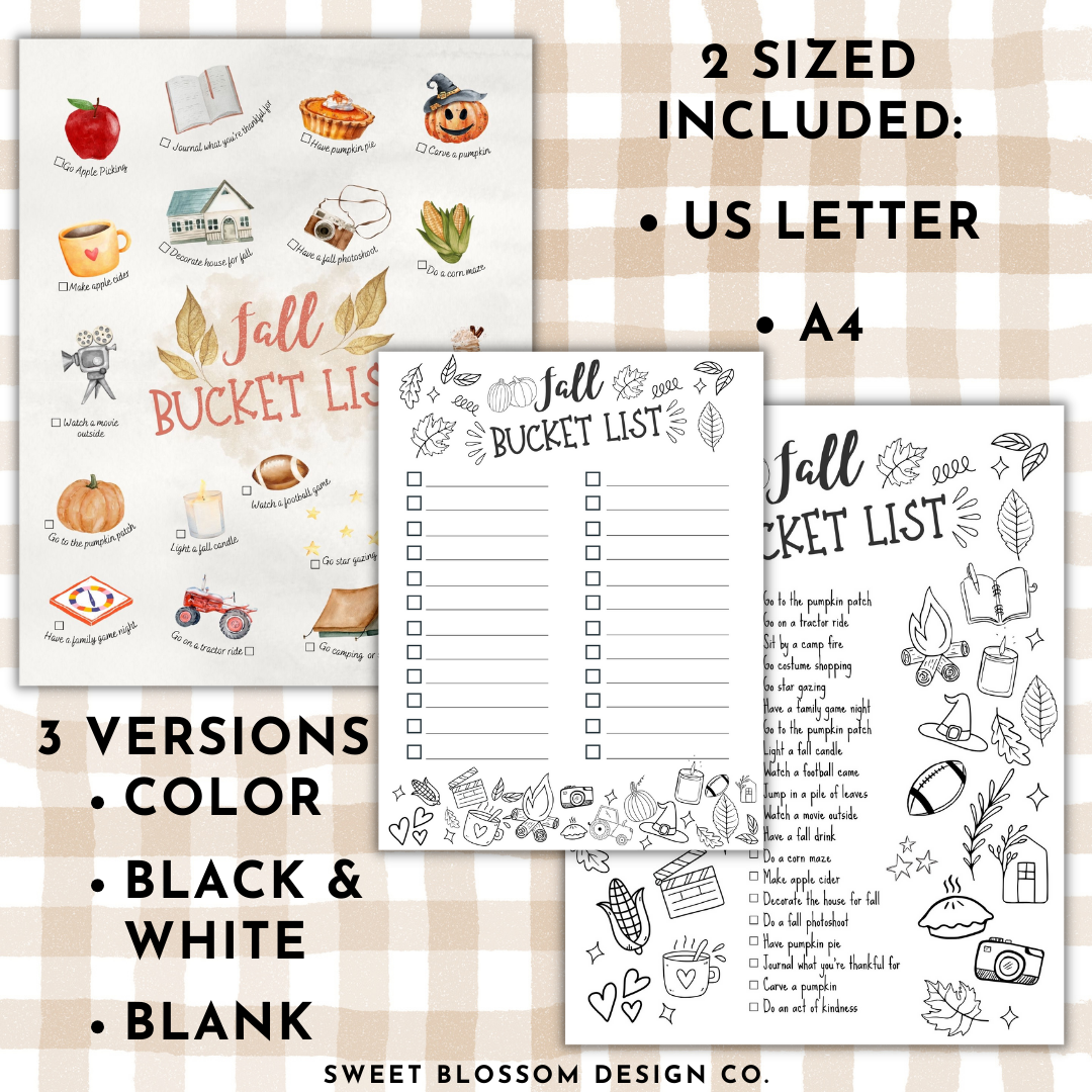 Embrace the magic of fall with our charming Autumn Adventure Family Bucket List Printable Set! This delightful Fall Bucket List printable set includes three beautifully designed pages that promise a season filled with cozy memories and delightful experiences for families of all ages.