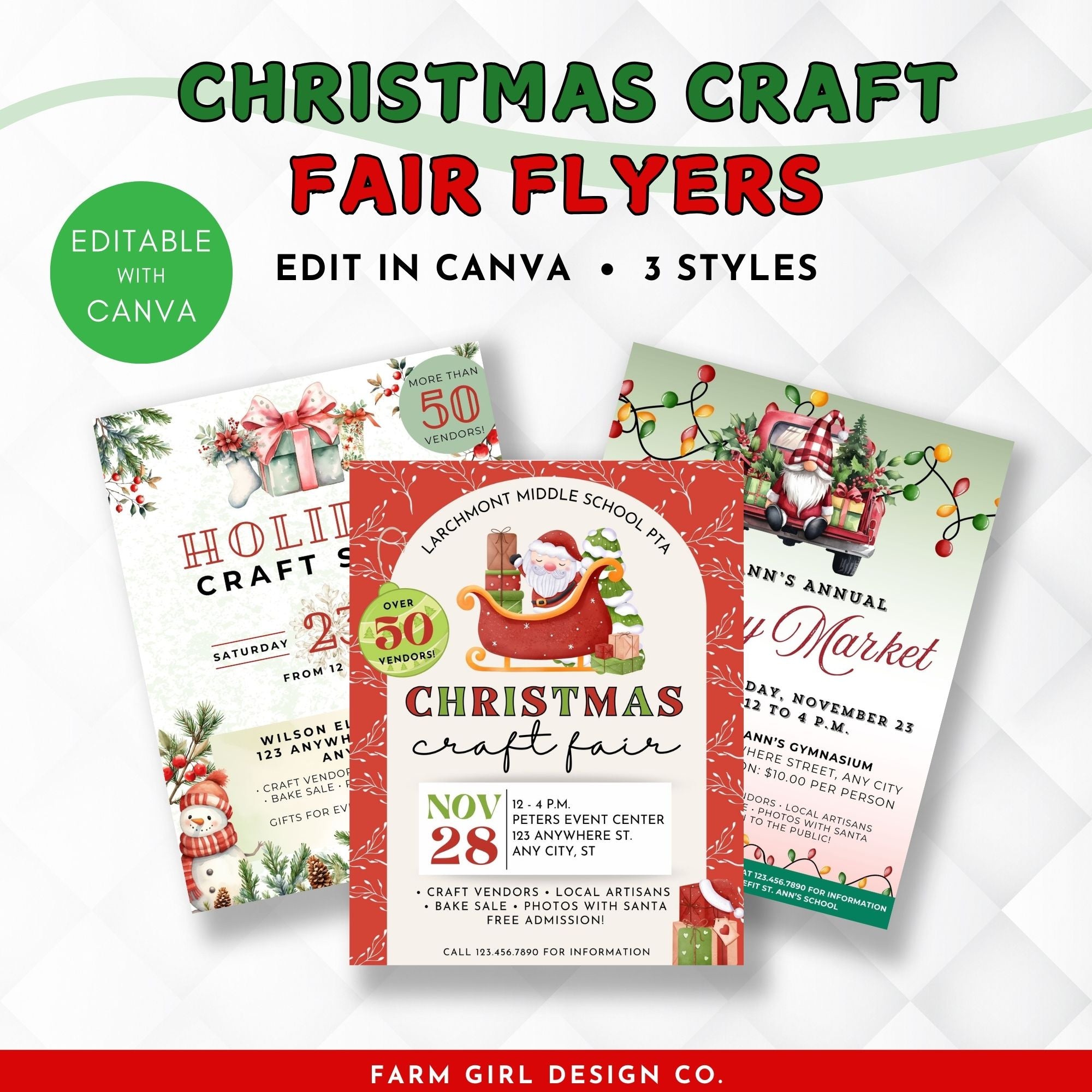 Editable Christmas Craft Show Flyer Bundle