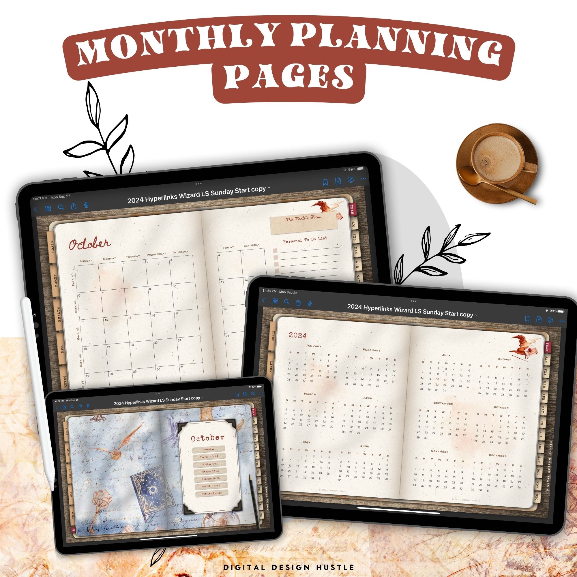 2024 World of Wizards Digital Life Planner Bundle for Goodnotes, Notability and Noteshelf.Welcome to the Sorcerers School of Wizardry! Plan your perfect day with this digital enchanting wizard-themed 2024 Dated Digital Life Planner. 