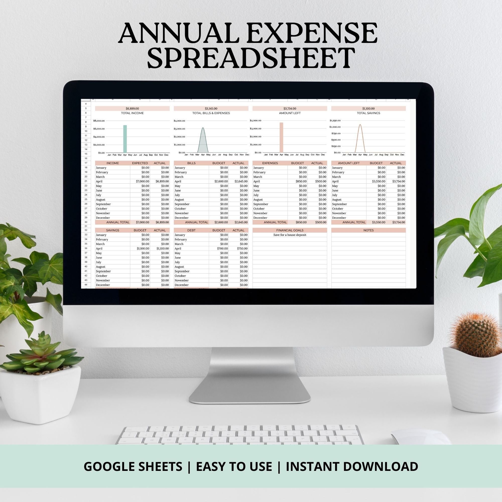 Achieve financial success with our meticulously designed Annual Budget Spreadsheet Template for Google Sheets. This comprehensive budgeting tool empowers you to take control of your finances, month by month, with ease and precision. 