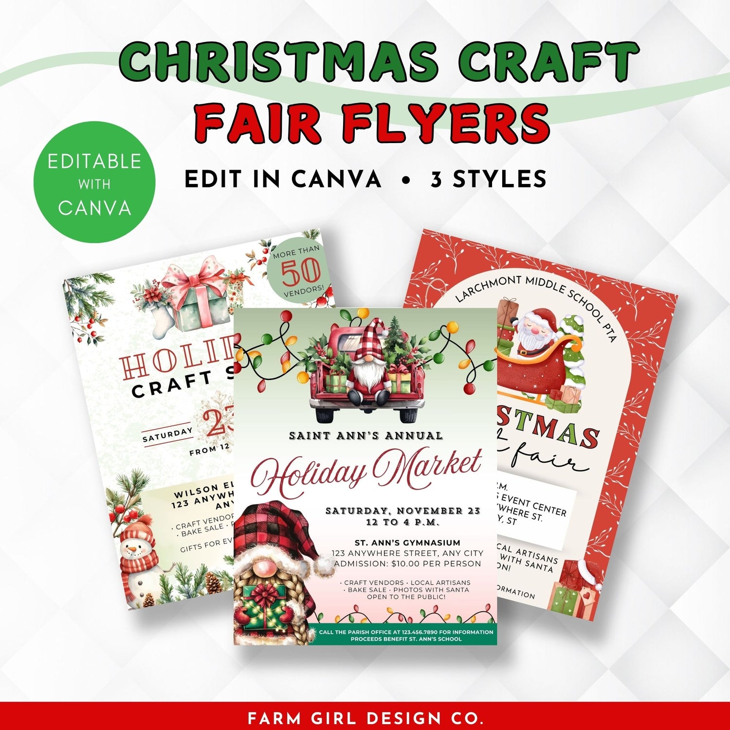 Editable Christmas Craft Show Flyer Bundle