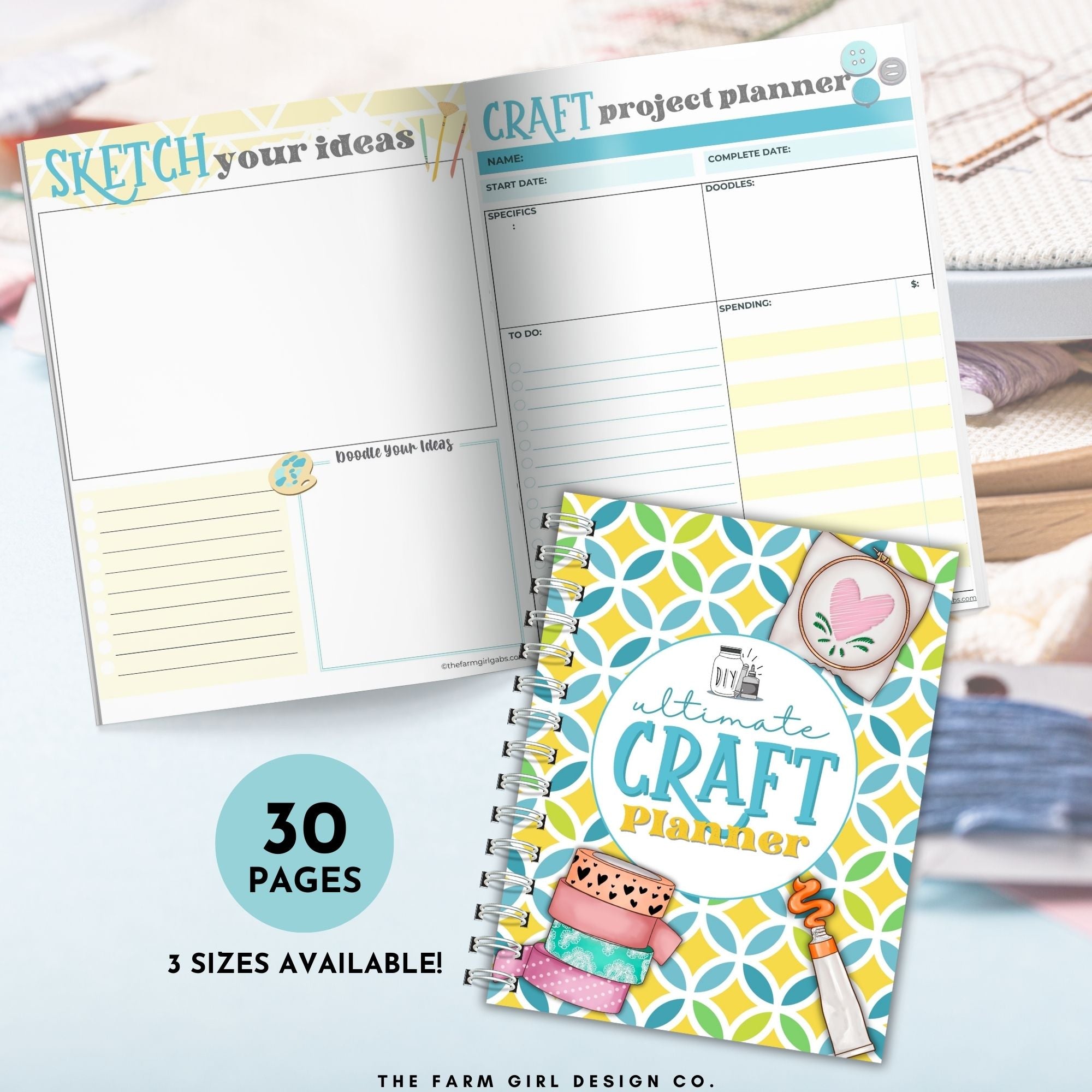 This 30-page printable Craft project planner PDF is perfect for hobby crafters and professional crafters. This craft project binder contains pages to organize your craft projects, craft supplies, ideas, inventory, budget and more. Plan your craft projects quickly with this printable planner. 