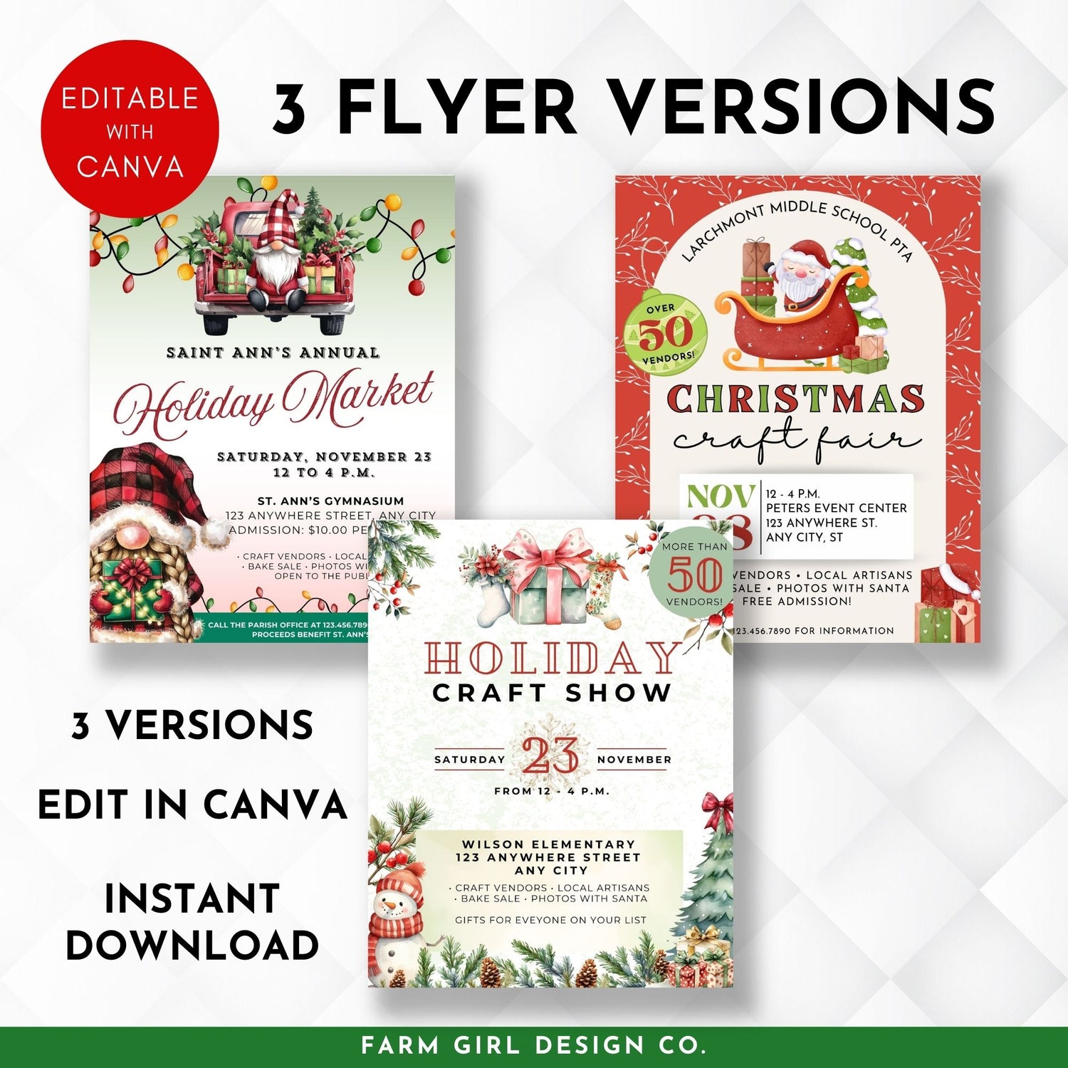 Editable Christmas Craft Show Flyer Bundle