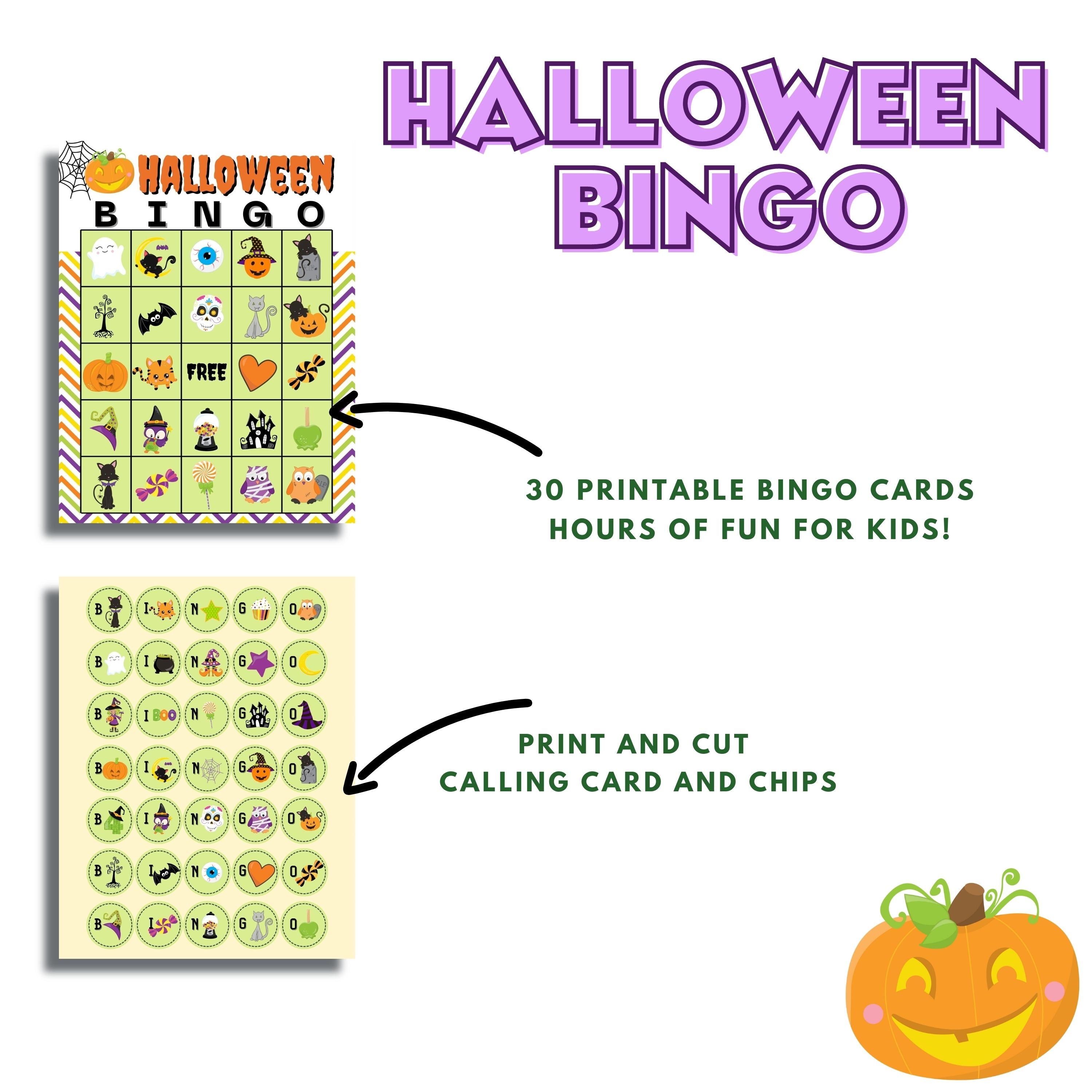 Looking for a spook-tacularly fun Halloween activity for kids? Our printable Halloween Bingo Game is just what you need! Get ready for endless entertainment with our Halloween Bingo Game package, featuring 30 unique Bingo cards filled with adorable and spooky Halloween-themed illustrations. 