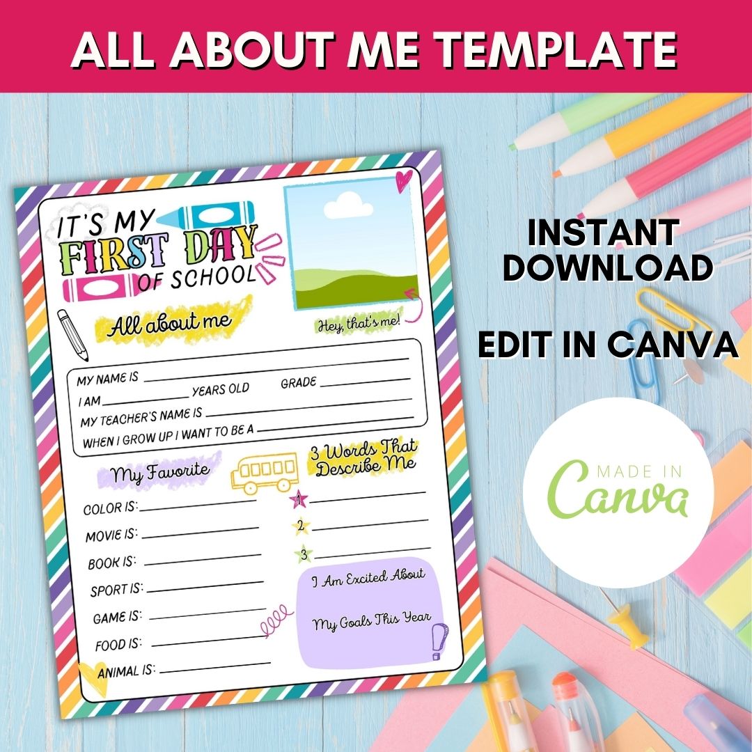 Welcome to our All About Me Printable Bundle for the First and Last Day of School! Make your child&