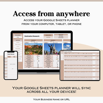 Travel Planner Spreadsheet for Google Sheets