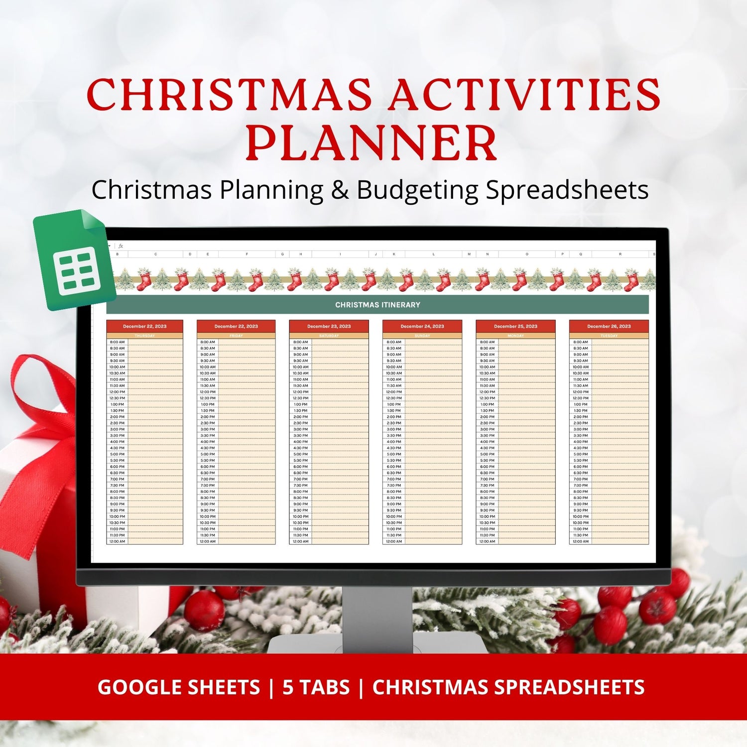 Christmas Budget Planner &amp; Gift Tracking Spreadsheet
