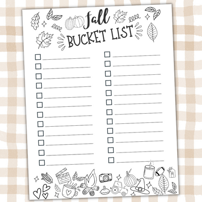Fall Bucket Lists Printable