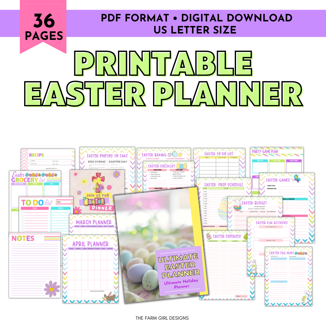 Hippity Hoppity, Easter is on its way. Get prepared for the Easter Holiday season with this printable Easter planner. This 36-page planner is a great Easter organizer. This is a great for planning all of your Easter activities.