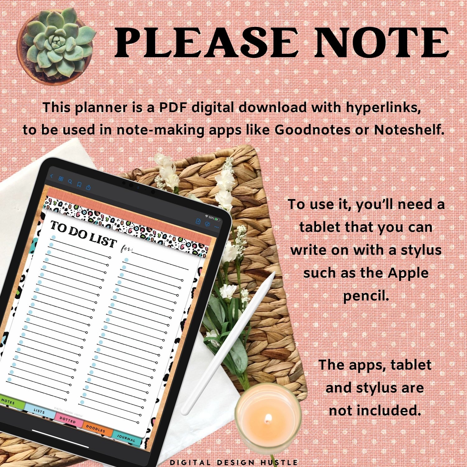 Animal Print Digital Notepad With Digital Stickers