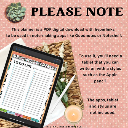 Animal Print Digital Notepad With Digital Stickers