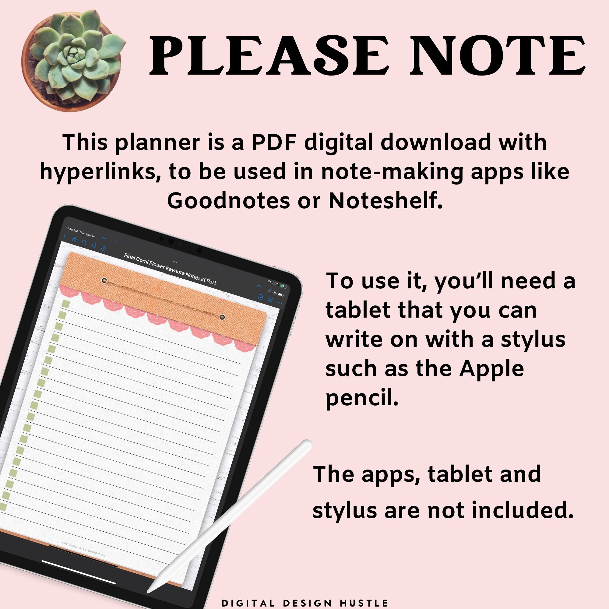 Digital Notebook With 5 Hyperlinked Sections