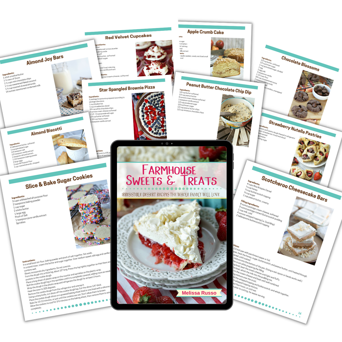 The Farmhouse Sweets &amp; Treats Cookbook by Melissa Russo features irresistible dessert recipes the whole family will love! 