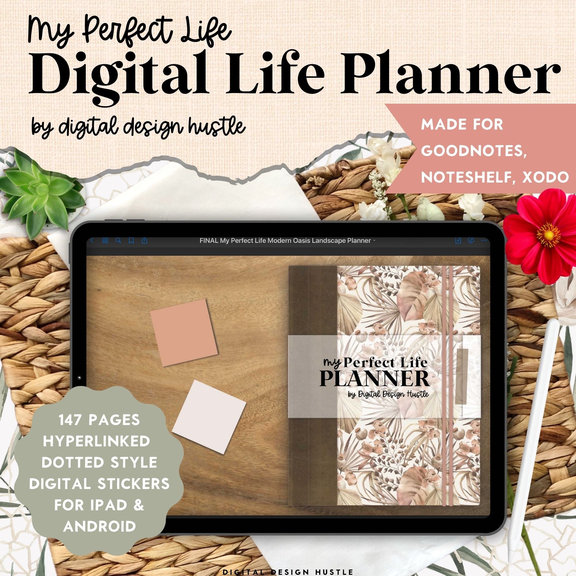 Modern Oasis Digital Life Planner With Digital Stickers