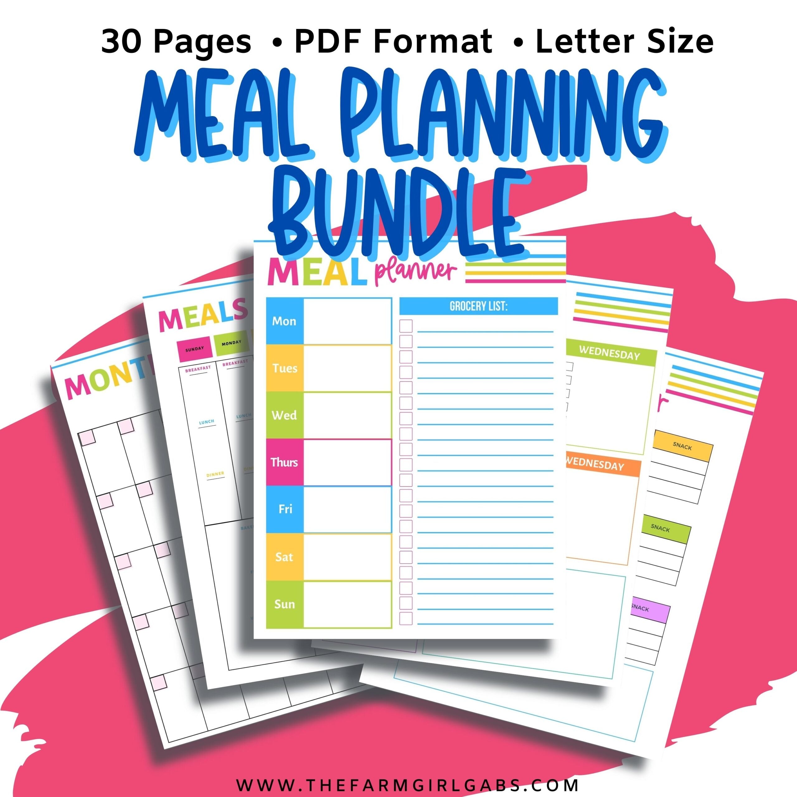 This Printable Meal Planner Bundle will help organize your meals, grocery shopping and cooking needs. This 30-page meal planner will save you time in the kitchen too.