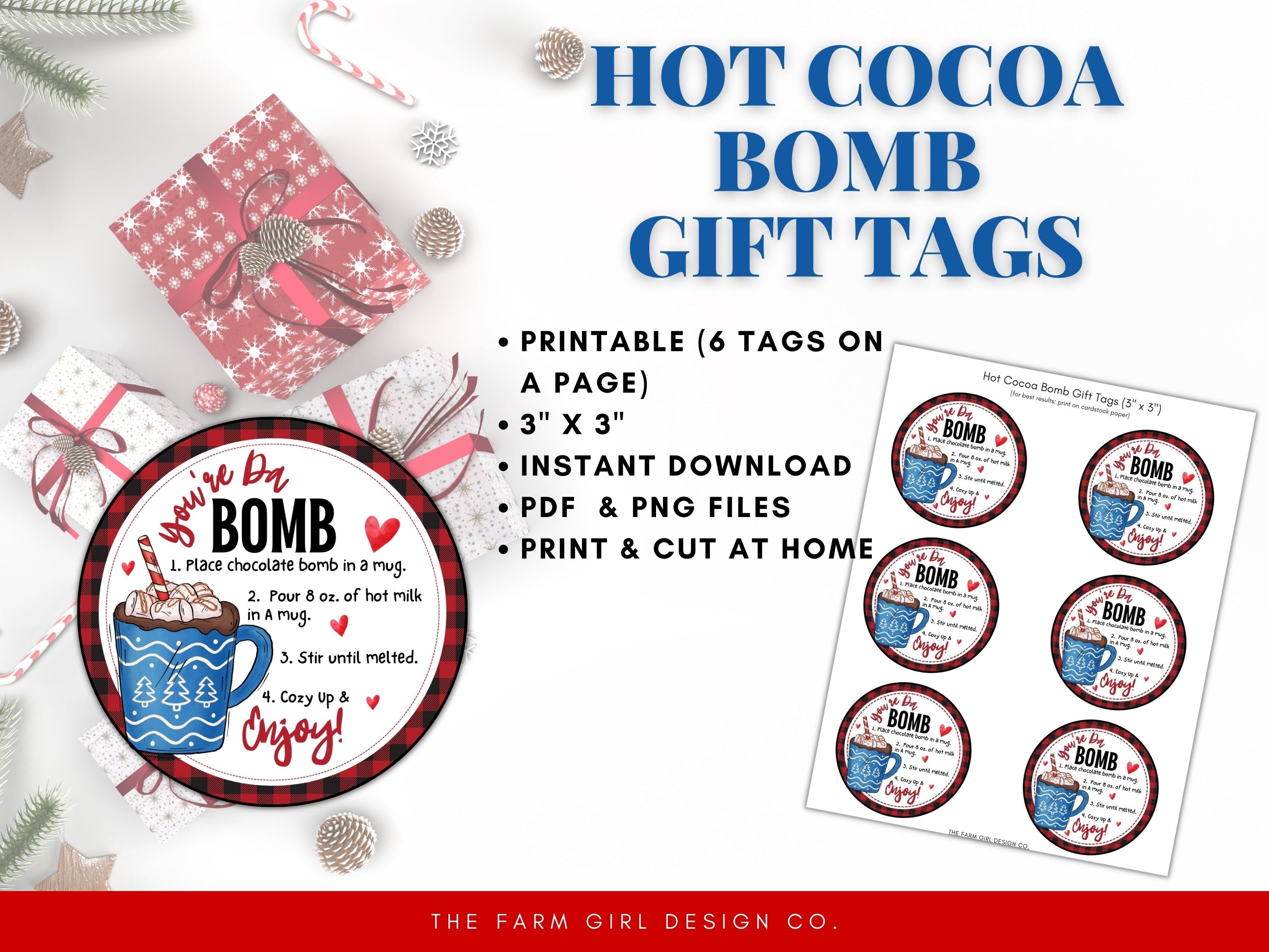 Printable Hot Cocoa Bomb Gift Tags