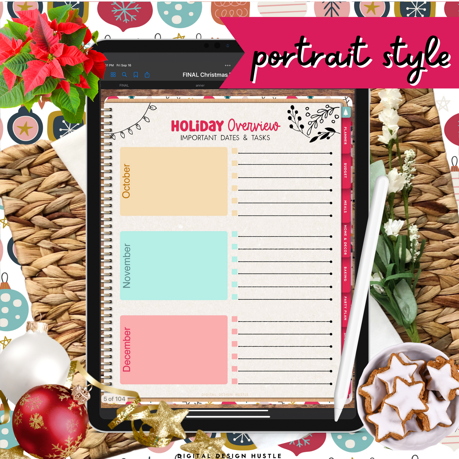 Digital Christmas Planner With Free Digital Stickers