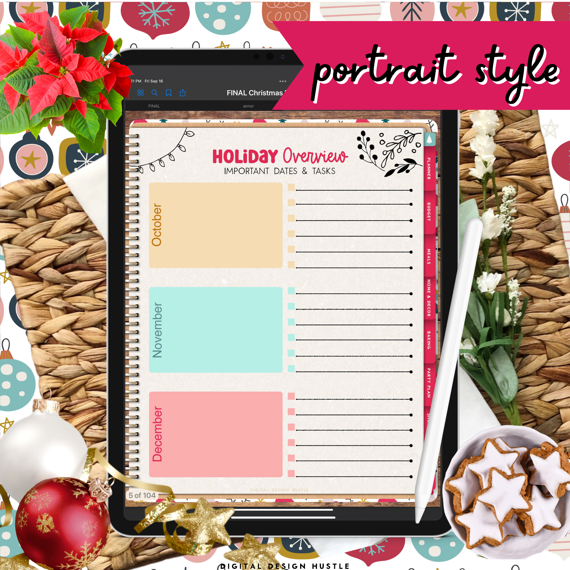 Digital Christmas Planner With Free Digital Stickers