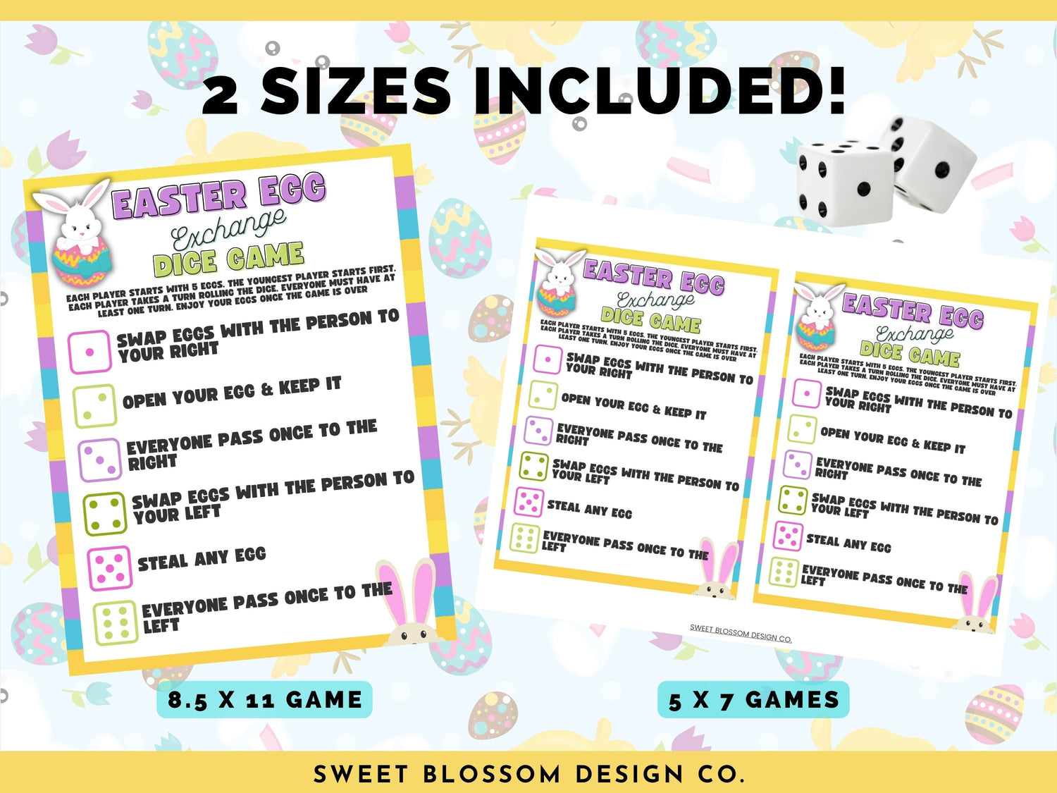This Easter Egg Exchange Dice is such a fun printable Easter and Spring game to play with friends and loved ones! This printable Easter game for kids will bring hours of fun and entertainment. This is a fun Easter Activity for Adults too! 