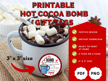 Printable Hot Cocoa Bomb Gift Tags