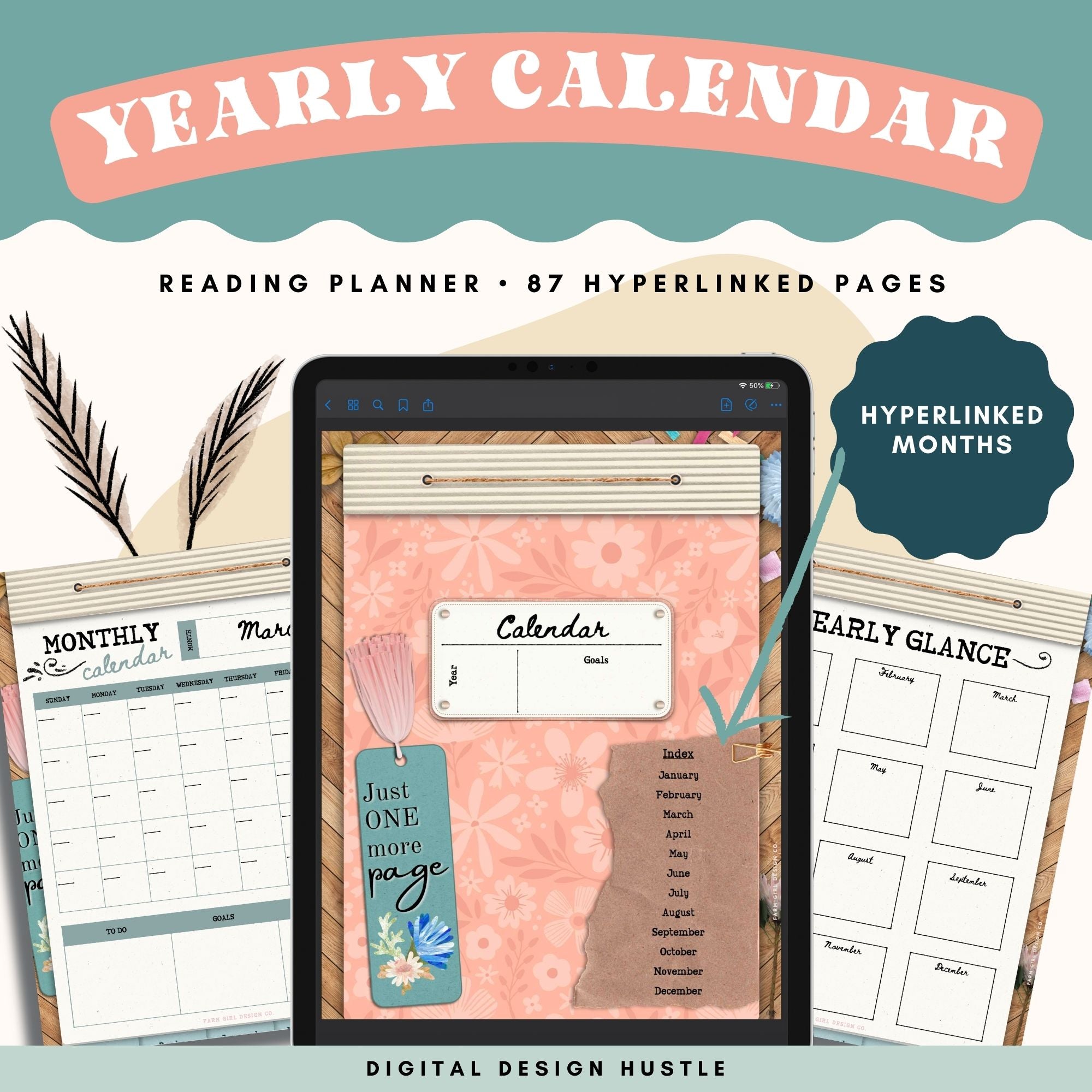 This dark floral-themed digital reading notebook is a fun way to track reading progress, take notes, and write ideas and thoughts in the digital journal. This digital reading planner 5 different hyperlinked sections: Reading Planner, Journal, Calendar, Notes, and Checklists. 