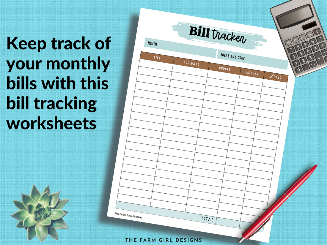 Bill Tracking Worksheets