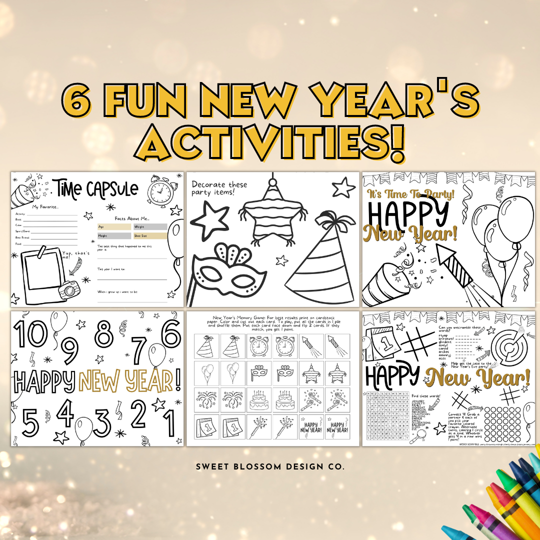 New Years Eve Placemats Activity Pack