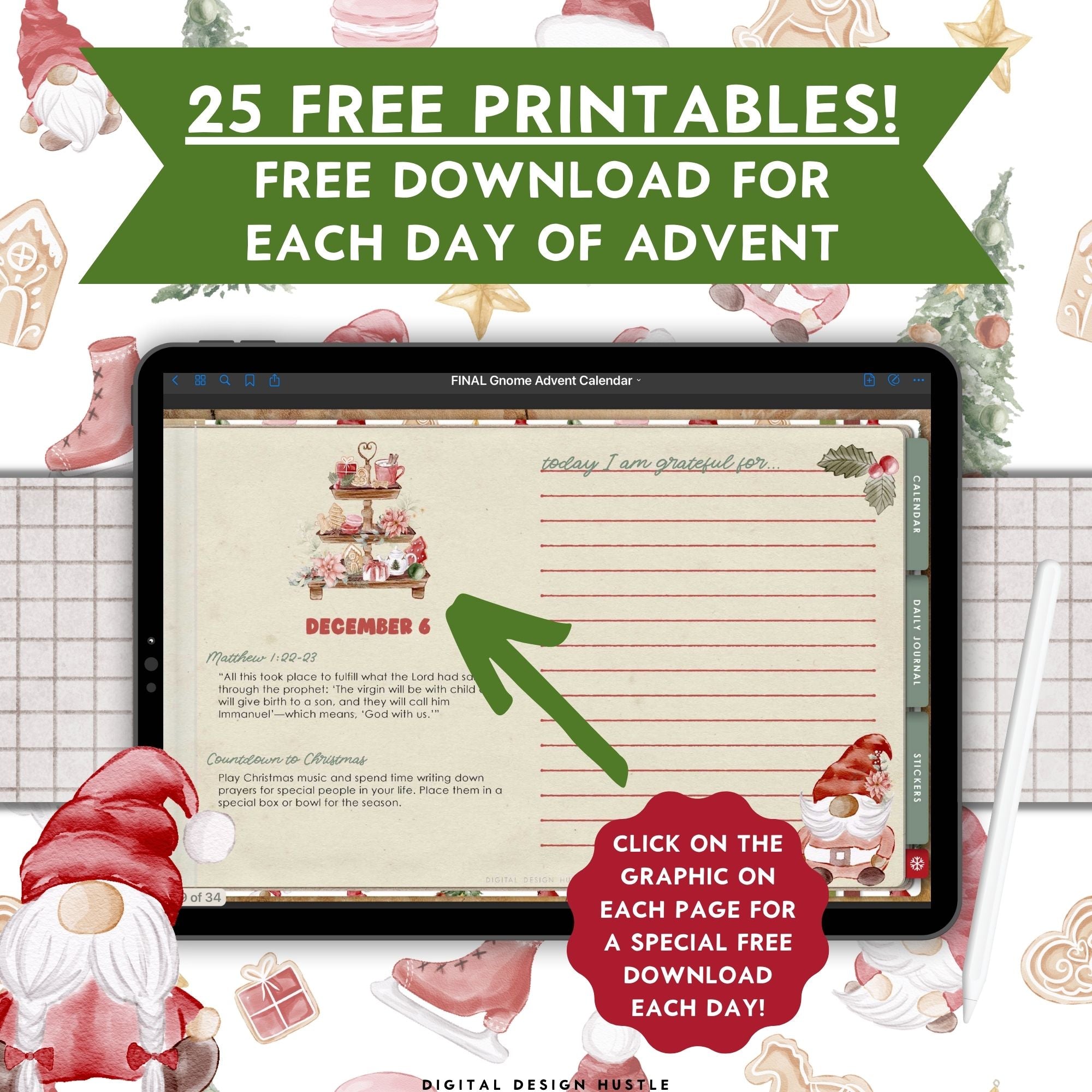 Digital Advent Calendar With Stickers &amp; Free Christmas Printables