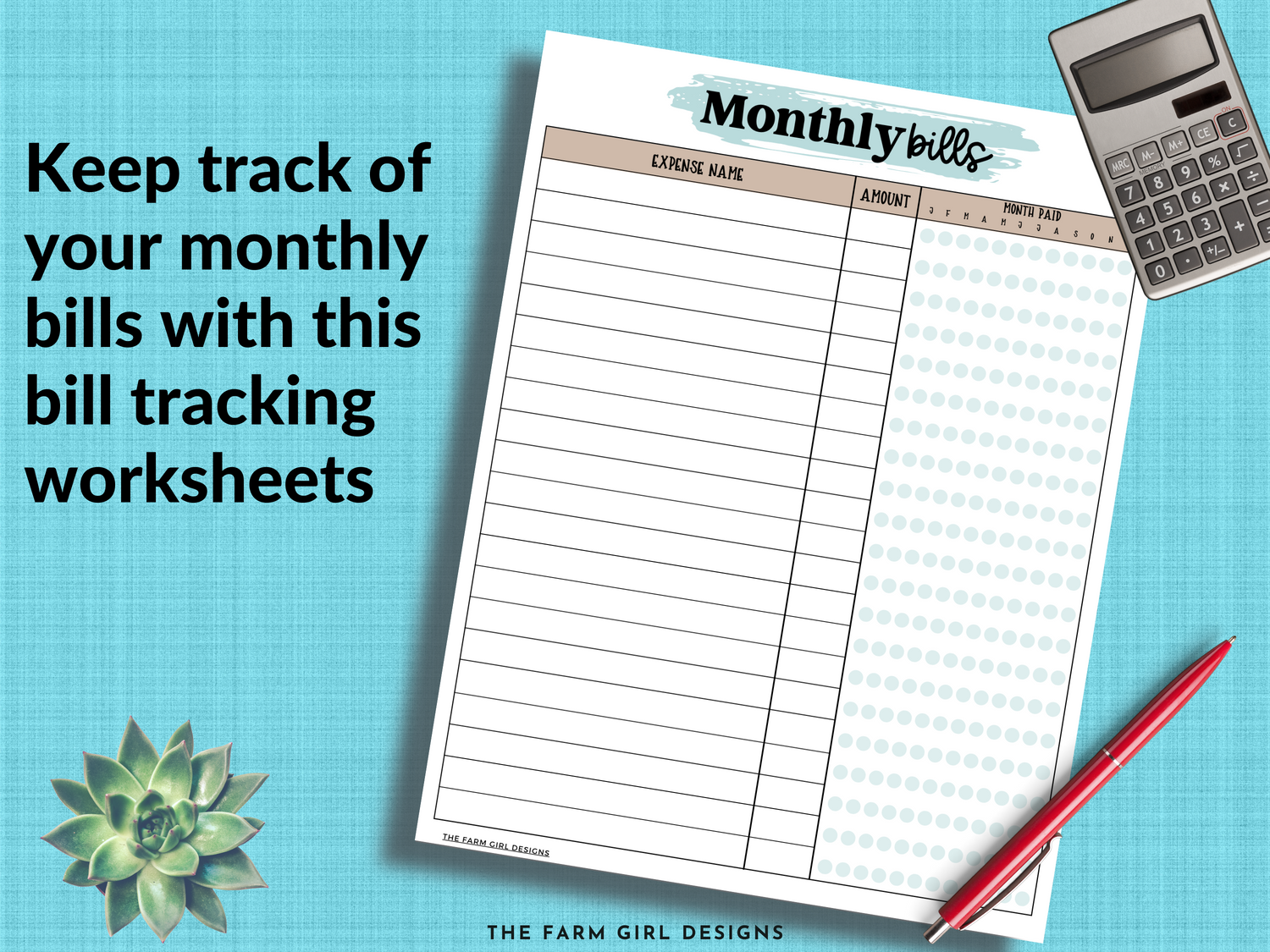Bill Tracking Worksheets
