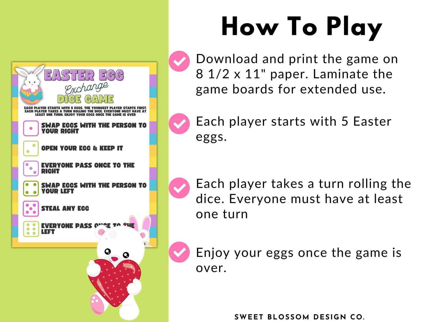 This Easter Egg Exchange Dice is such a fun printable Easter and Spring game to play with friends and loved ones! This printable Easter game for kids will bring hours of fun and entertainment. This is a fun Easter Activity for Adults too! 