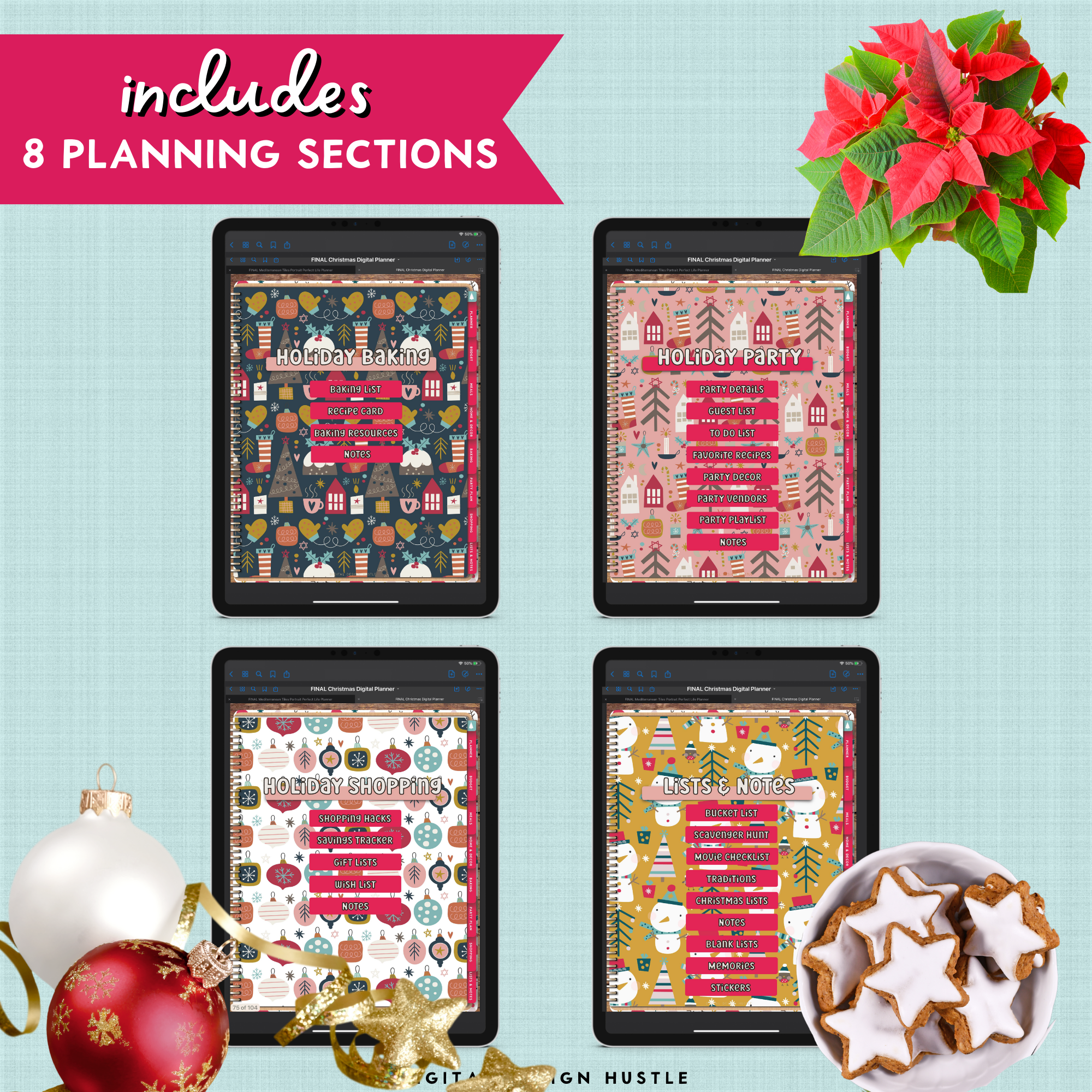 Digital Christmas Planner With Free Digital Stickers