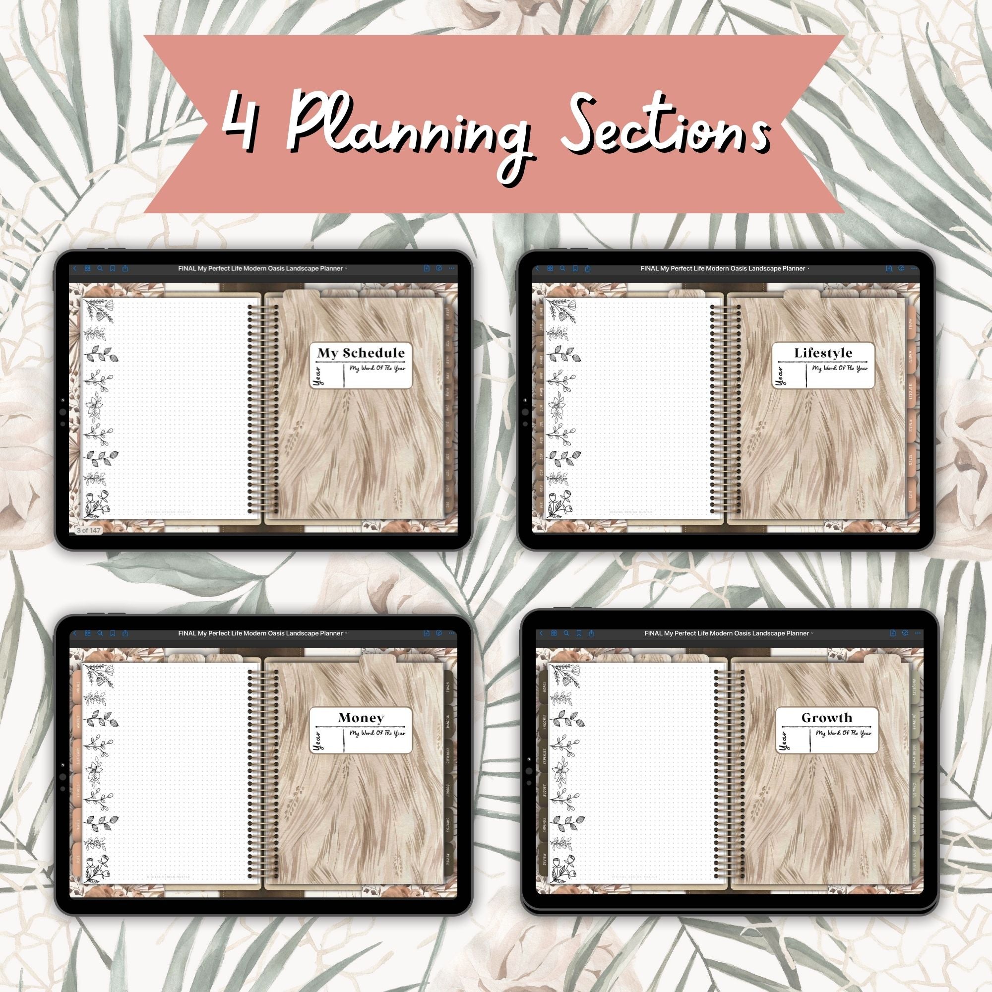 Modern Oasis Digital Life Planner With Digital Stickers