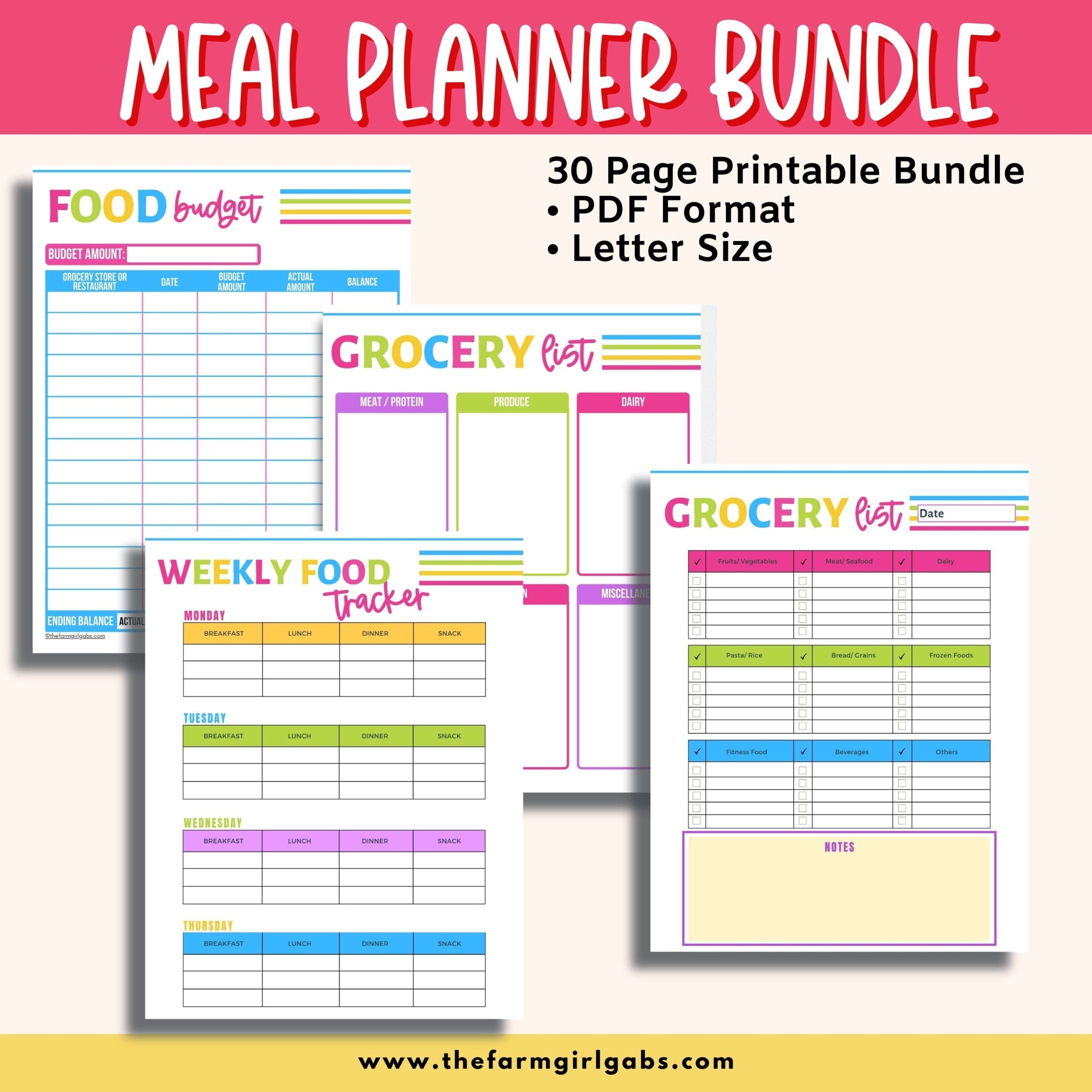 This Printable Meal Planner Bundle will help organize your meals, grocery shopping and cooking needs. This 30-page meal planner will save you time in the kitchen too.