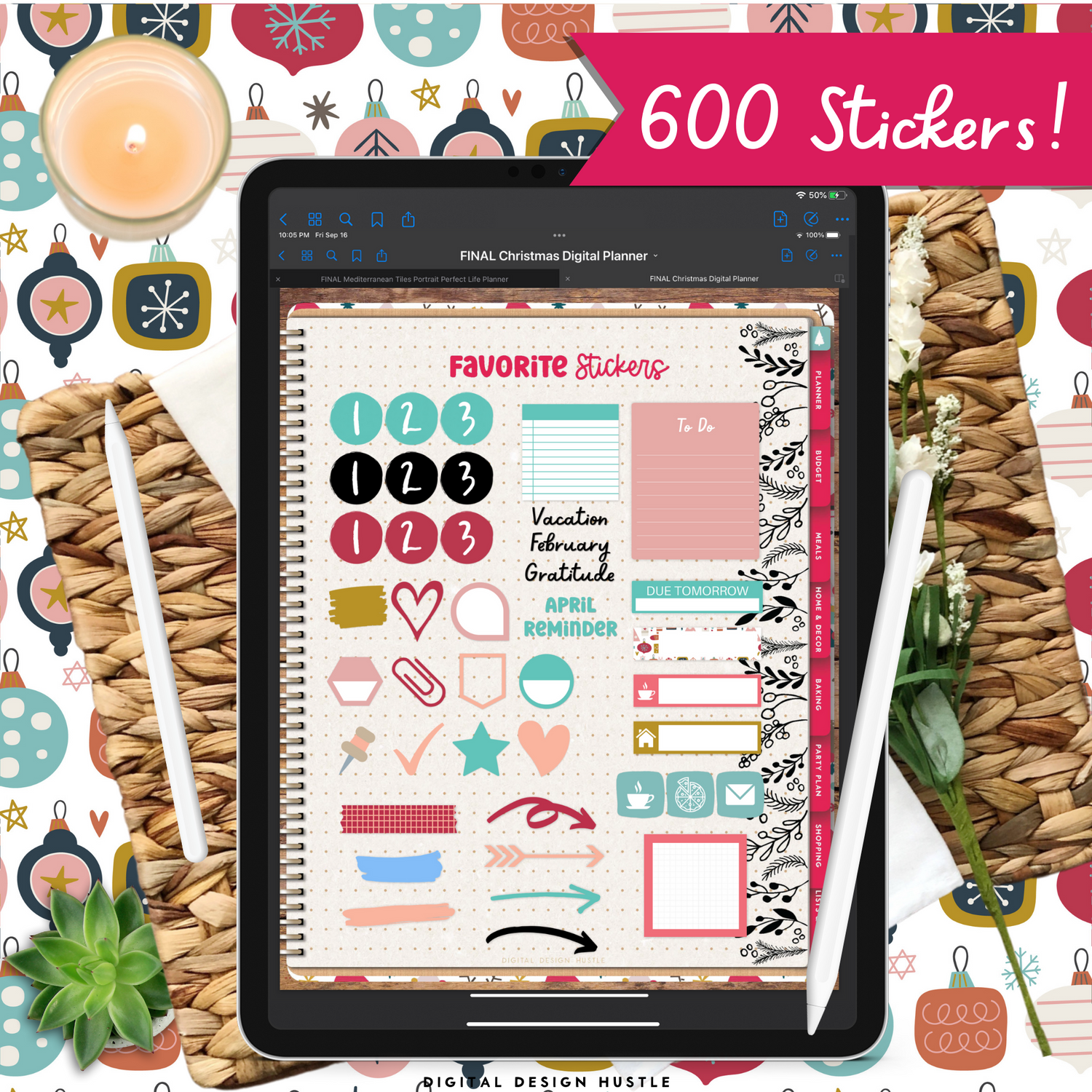 Digital Christmas Planner With Free Digital Stickers