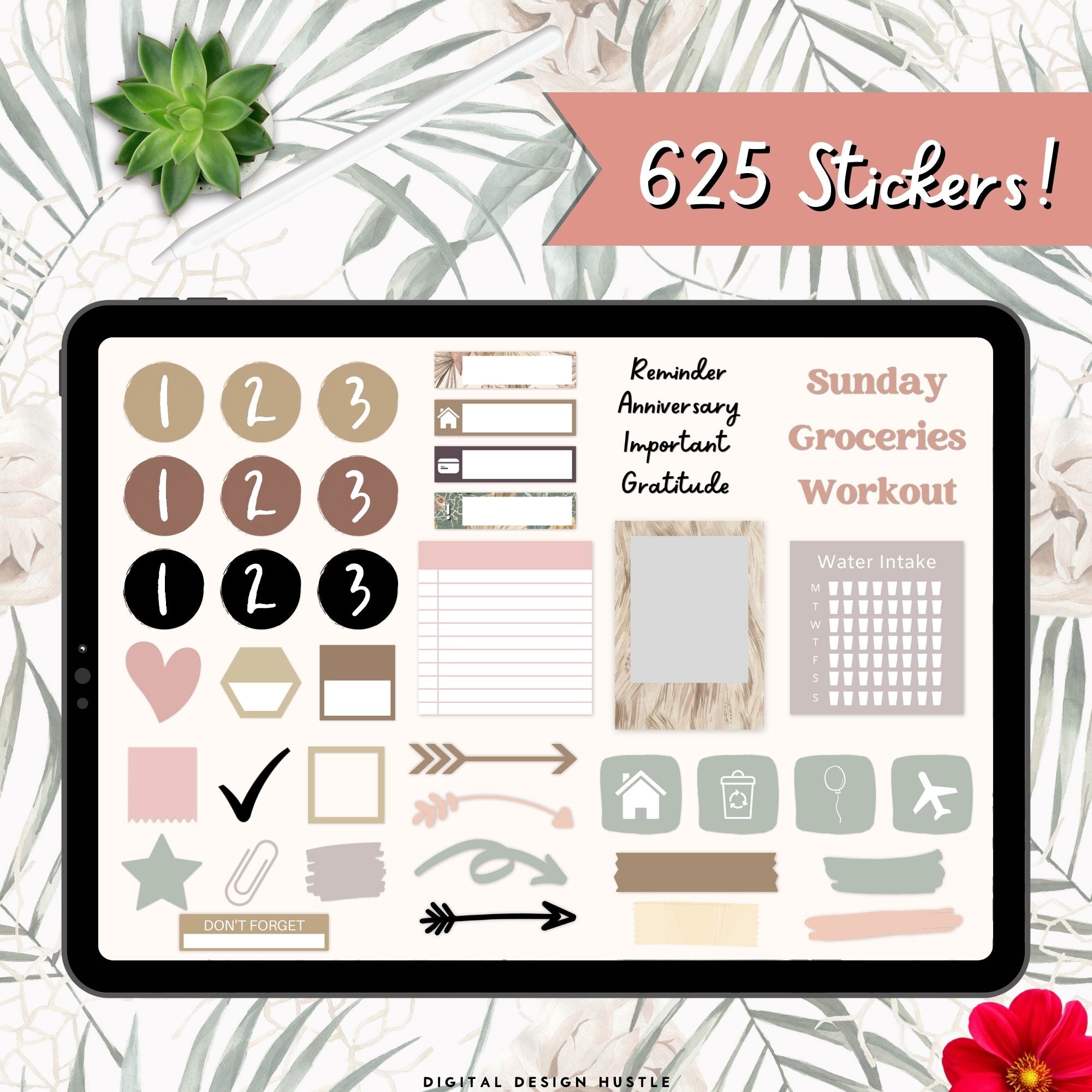 Modern Oasis Digital Life Planner With Digital Stickers