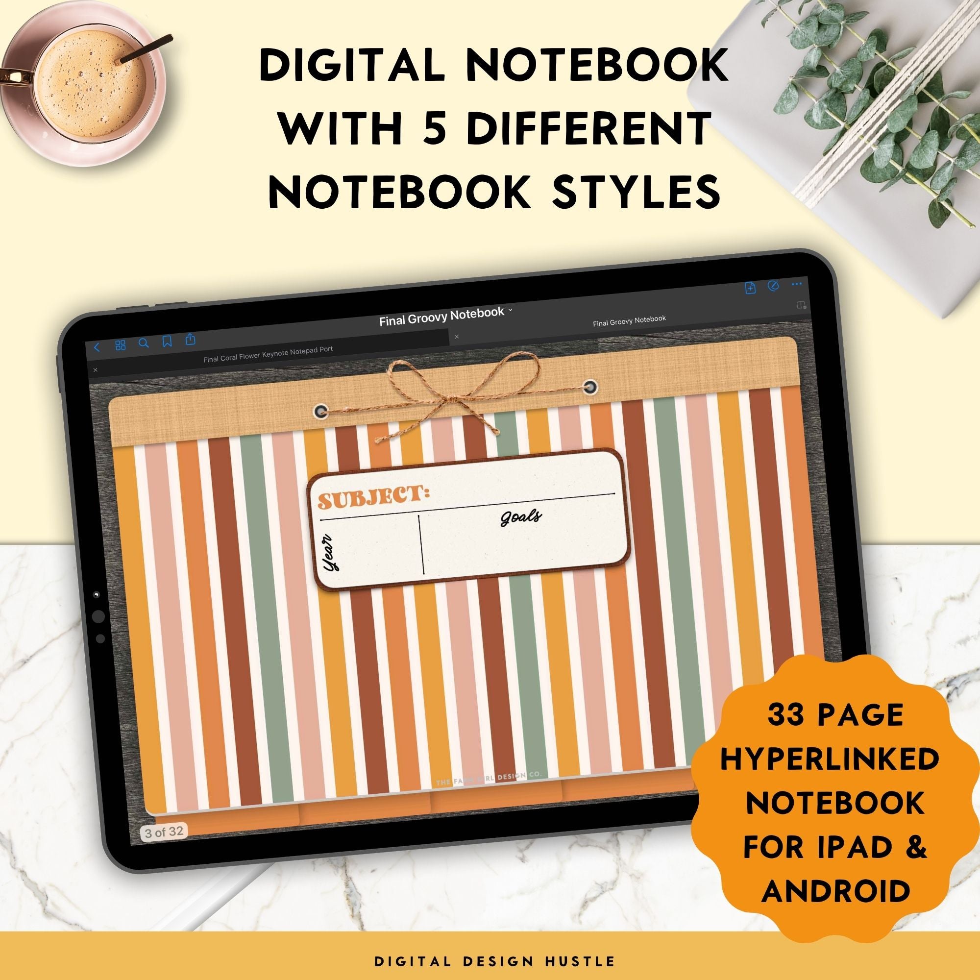 Groovy Retro Digital Notebook
