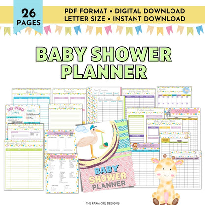 Plan the ultimate baby shower with this printable baby shower planner. This printable planner has all the planning pages to plan a beautiful shower for the soon-to-be mom.