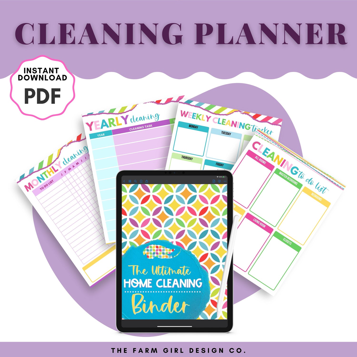 Like to keep a tidy home but need some organization help? This Ultimate Cleaning Bundle will help you stay on task with your cleaning and home improvement projects. Printable Cleaning checklists are a great way to keep yourself organized. Download and print out this Cleaning Binder to keep track of your cleaning tasks.