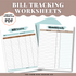 Keep track of your monthly bills with these printable bill tracking worksheets. There are two (2) bill trackers included with this budgeting planning bundle. Take control of your finances with these Printable Bill Paying Worksheets. Take control of your finances and set out for financial freedom.