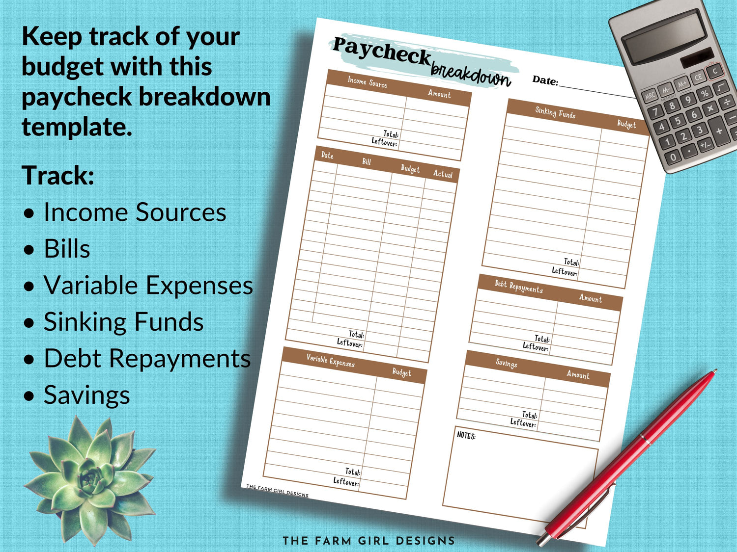 Paycheck Breakdown Worksheet