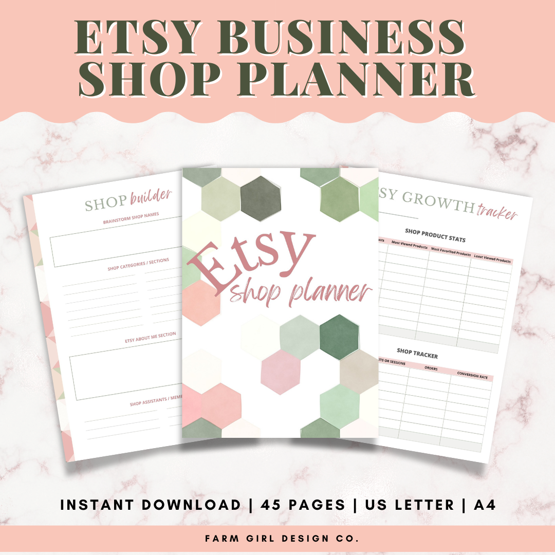 Starting an Etsy online business? Plan your successful start with this printable Etsy Shop Planner. This printable planner will help you organize and keep track of all aspects of your Etsy shop.