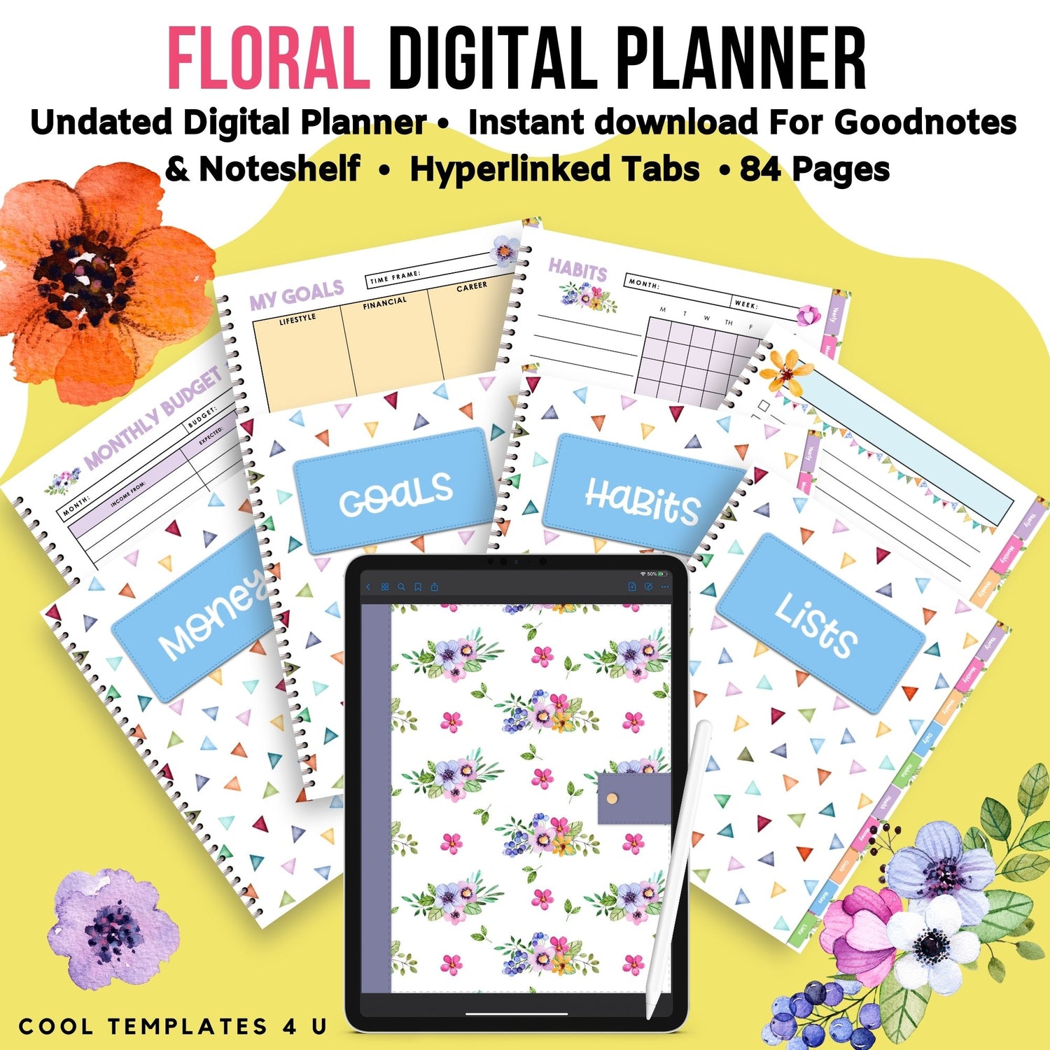 Floral Digital Daily Planner