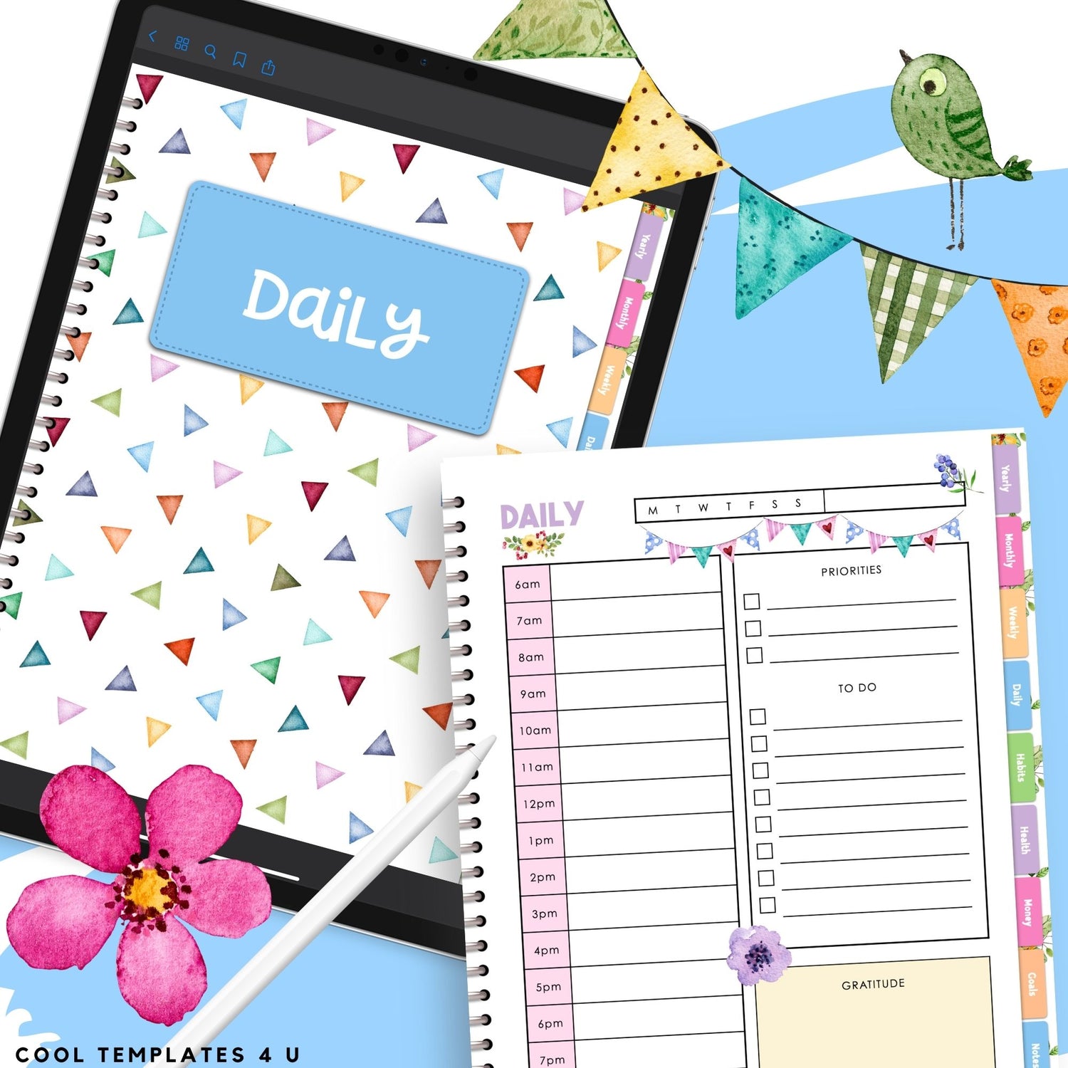 Floral Digital Daily Planner