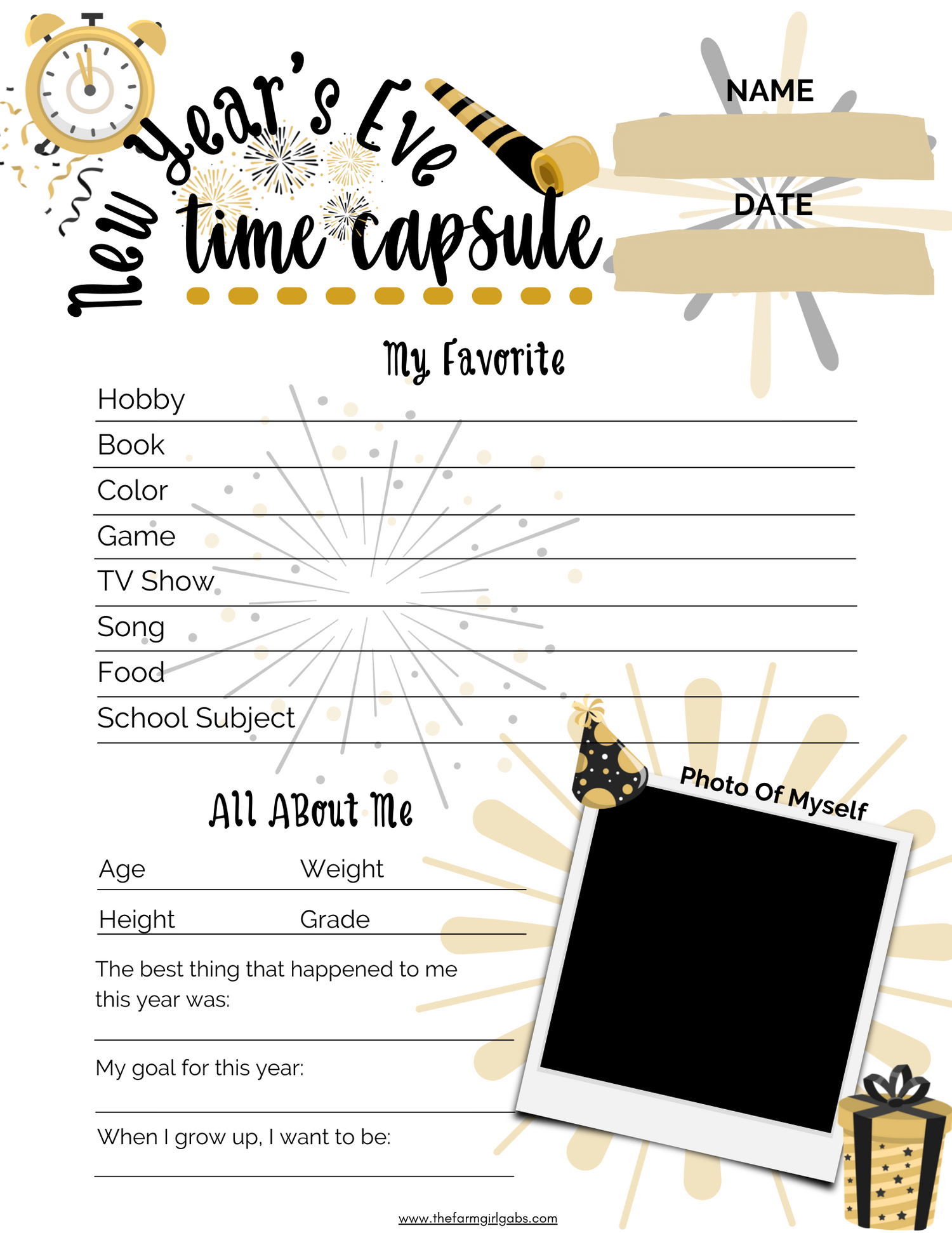 New Years Time Capsule new year's eve time capsule printable