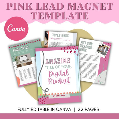 This 22-page Lead Magnet template for Canva is easy to use. Create your own lead magnet, free opt-in, eBook, workbook, or for your brand. No need to use a graphic designer with this do-it-yourself Canva template. 